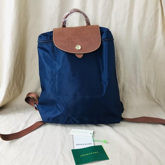 LONGCHAMP Mini Le Pliage Canvas Backpack In Navy Blue - Picture 1 of 13
